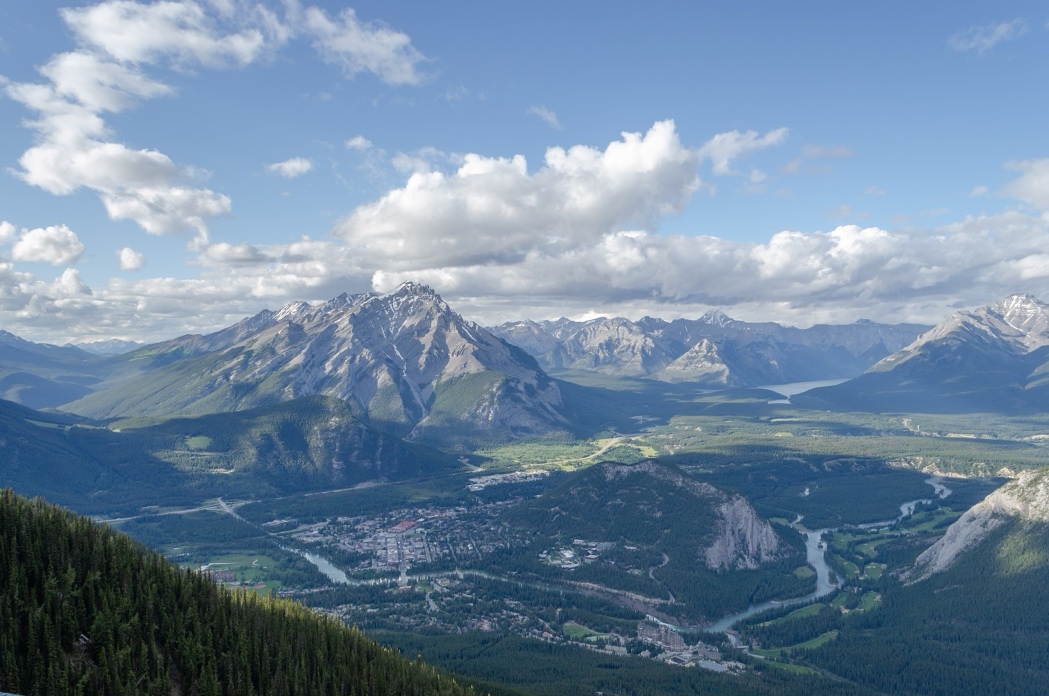 Town of Banff, as seen from the top of Sulphur Mountain [Wikipedia].